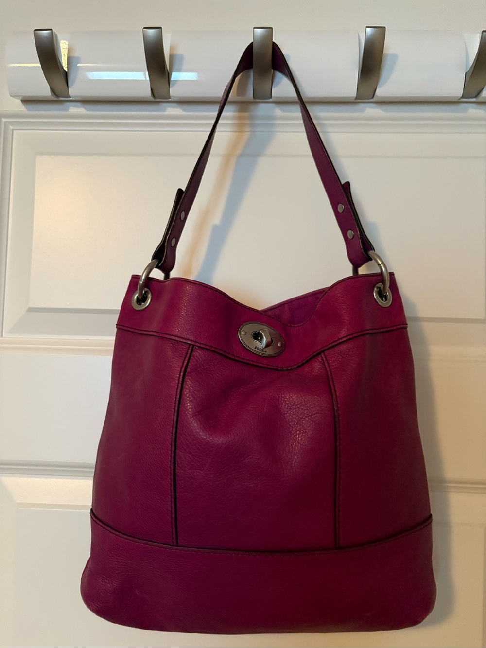 Fossil Berry Leather Convertible Shoulder Crossbody Bag